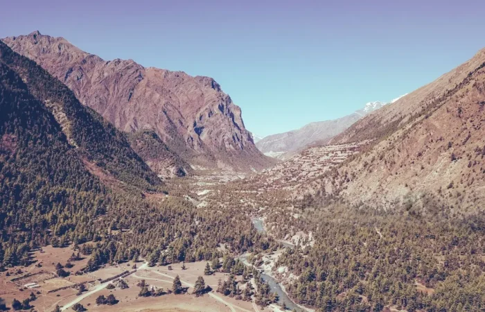 Pisang Peak base camp with tents.