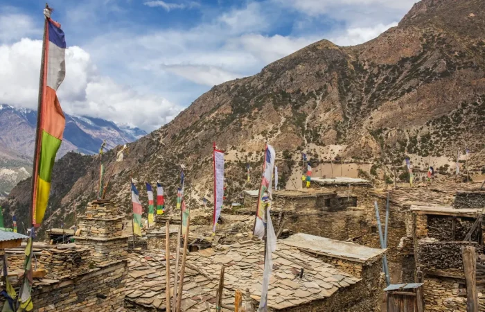 Climbers ascending Pisang Peak.