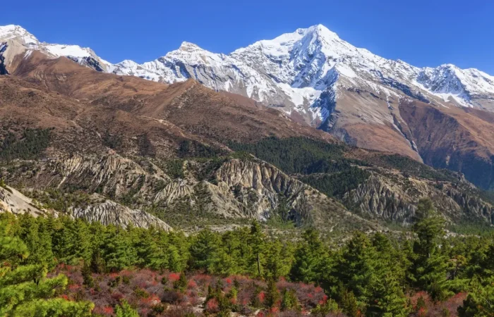 View of the Himalayas from Pisang Peak summit.