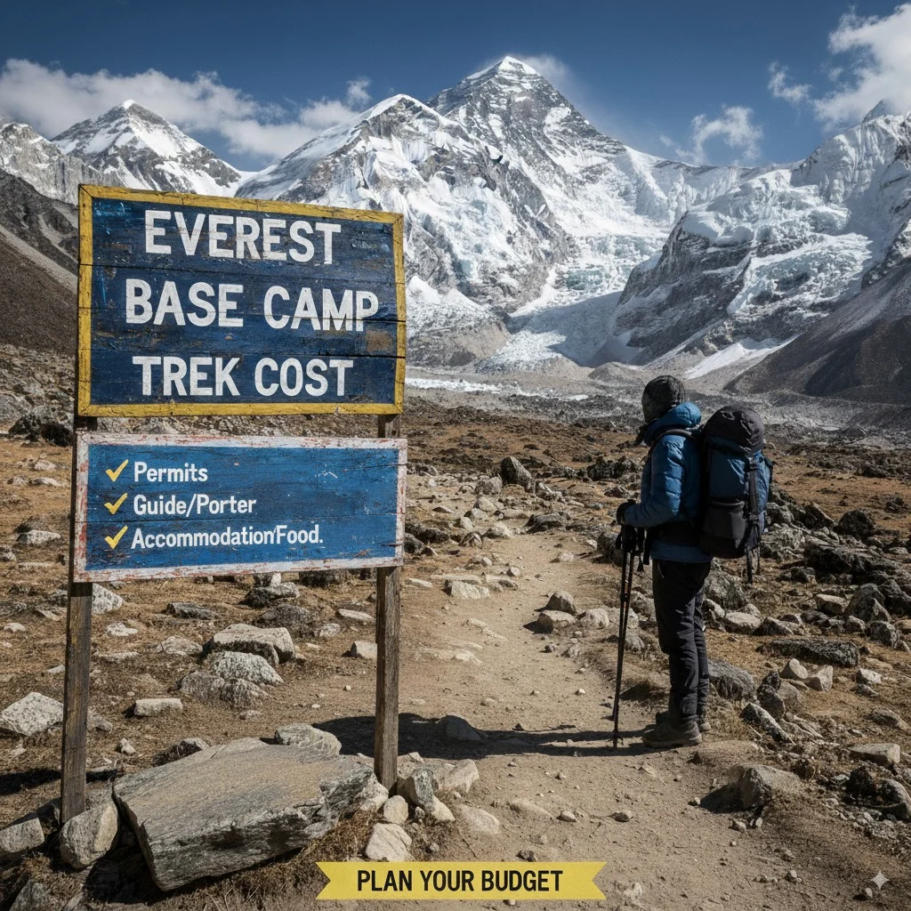 trekkers walking towards Everest Base Camp in the Himalayas, illustrating the 2025 EBC trek costs for solo versus guided tours.