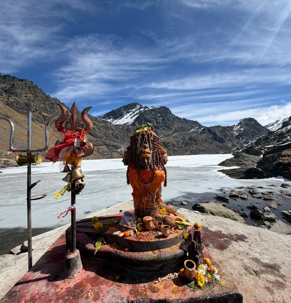 shiva linga at gosaikunda wide view