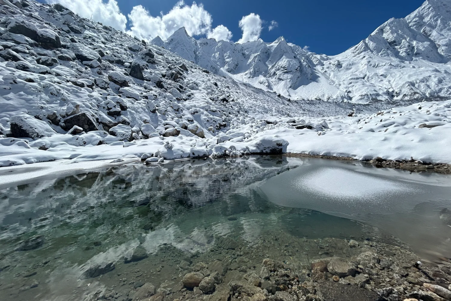 majestic lake seen during manaslu circuit trek