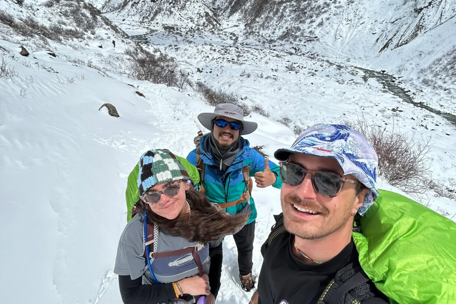 Guest took a selfie during manaslu circuit trek with our guide.