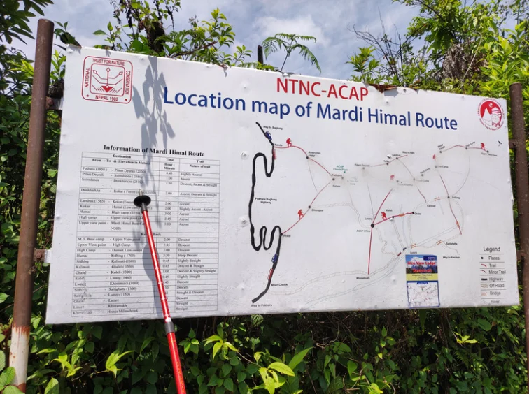 mardi himal trek map
