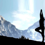nepal-spiritual-yoga-tour Person practicing yoga with Himalayan mountain backdrop at Nepal yoga retreat destinations