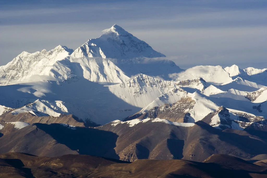North Face of Mount Everest with snowy peaks and ridges
