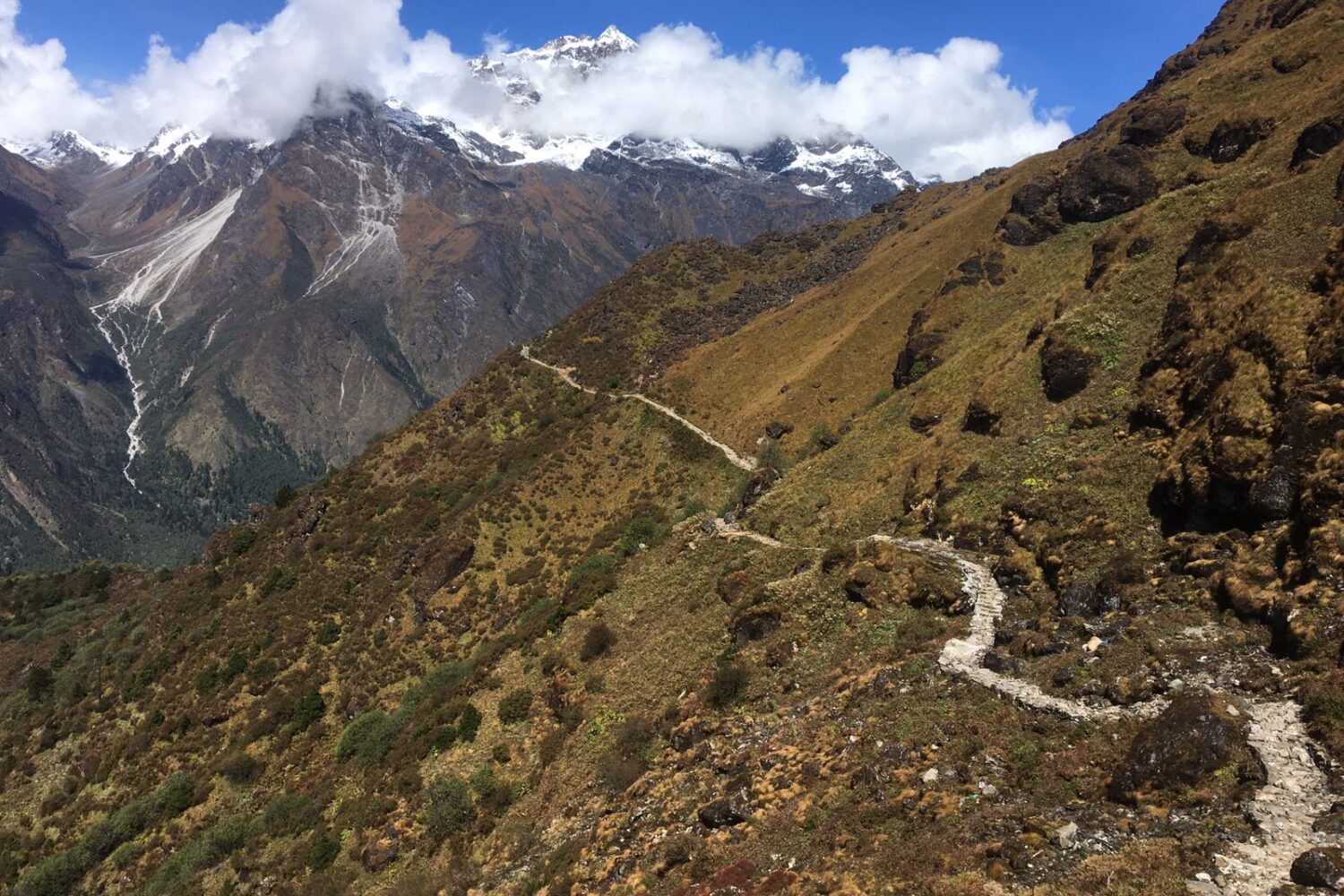 Kanchenjunga trek photo 34: View of Kanchenjunga, on the Nepal-India border