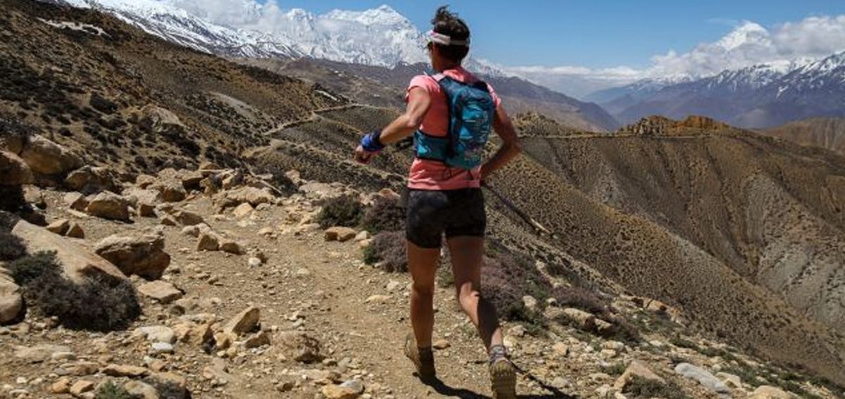 Trail running route with Himalayan views, showcasing the best trail running routes and altitudes in Nepal