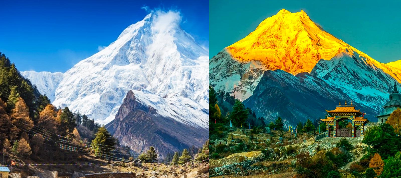 Annapurna and Manaslu mountains in the Himalayas, representing the Annapurna Circuit vs Manaslu Circuit comparison in Nepal