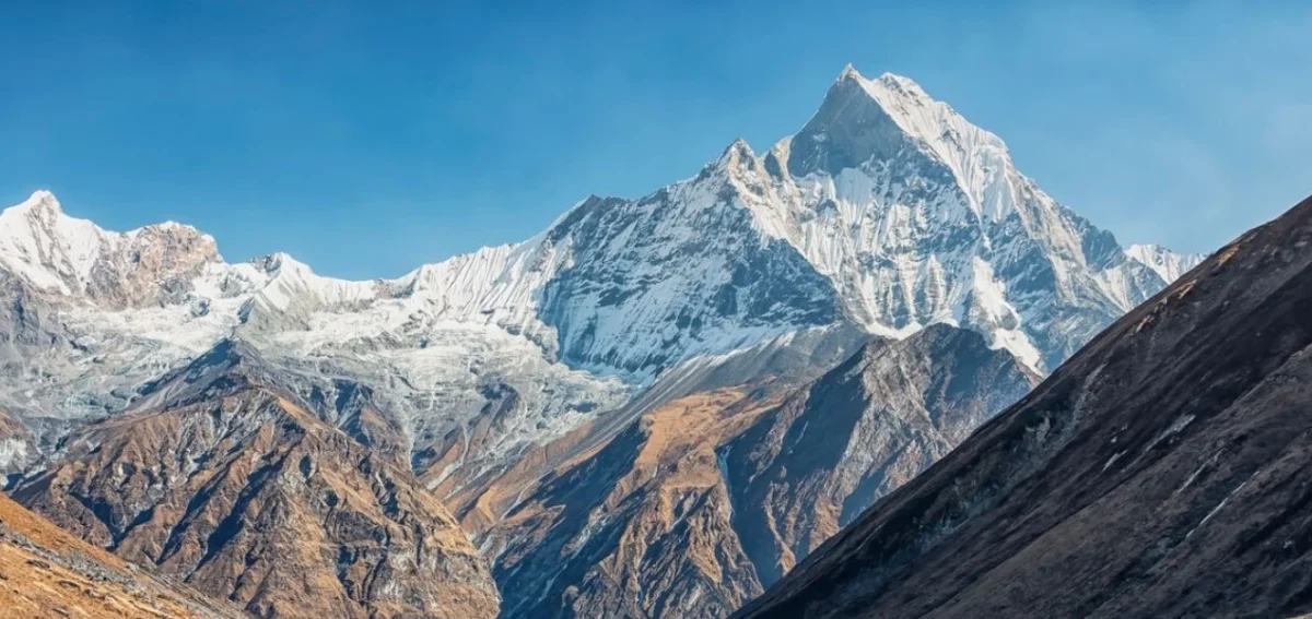 Annapurna Region Trekking View of Annapurna mountain range during Annapurna trekking in Nepal
