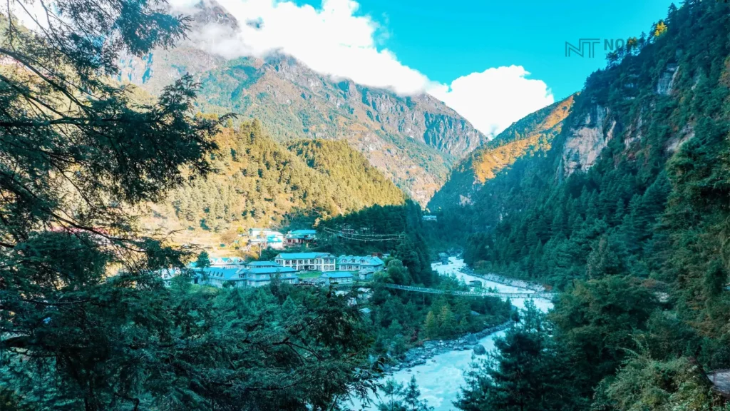 Green valleys and mountain views along the Three Passes Trek Nepal route in the Everest region