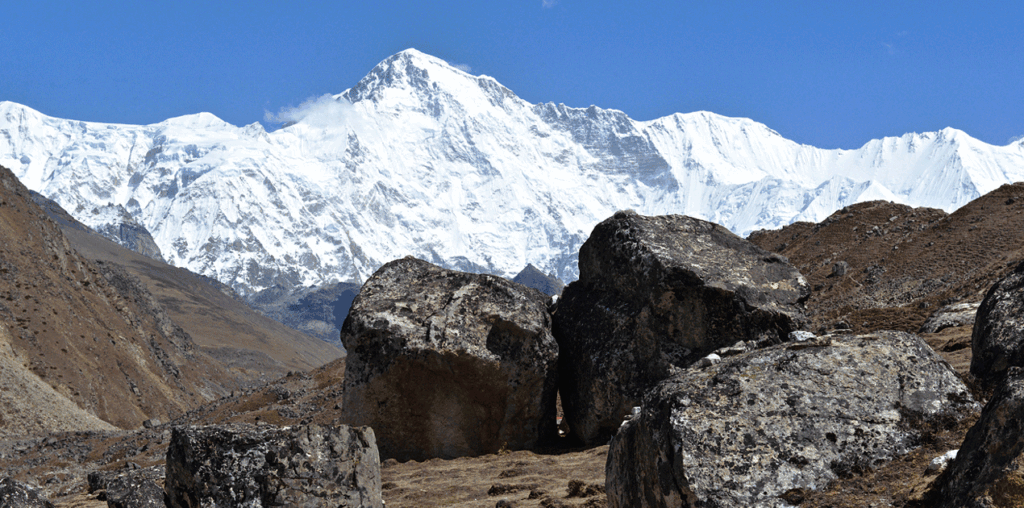 Mountain views along the Three Passes Trek Nepal route in the Everest region