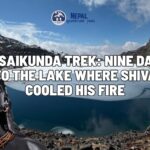 Stunning view of the sacred alpine Gosaikunda Lake surrounded by snow-dusted peaks during the Gosaikunda trek in Langtang National Park.