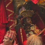 Kumari Living Goddess of Nepal during Indra Jatra chariot procession in Kathmandu