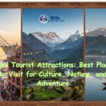 Nepal Tourist Attractions including a Kathmandu Valley stupa with Himalayan peaks in the background