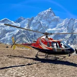 Airbus H125 helicopter tour Nepal landing at Kala Patthar 5545m facing Mount Everest